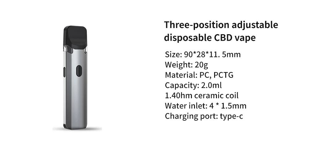 Three-position adjustable disposable CBD vape